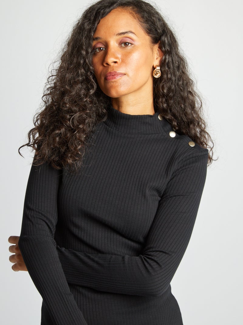 Robe côtelée noir - Kiabi