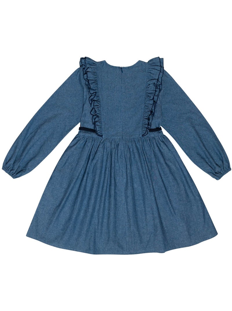 Robe Coton  à Volants Fille  APPOLINE - La Faute à Voltaire Bleu marine - Kiabi