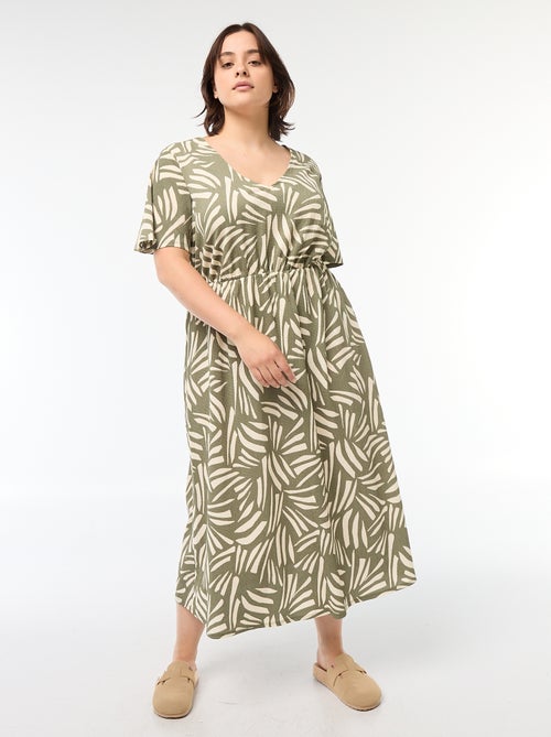Robe coupe longue à motif et col V - Kiabi