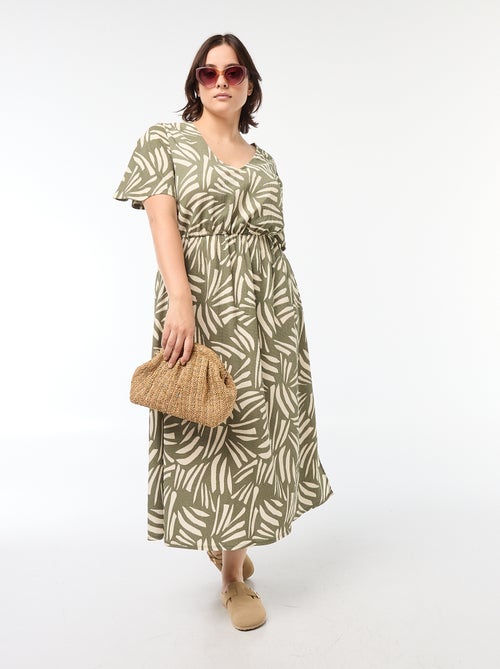 Robe coupe longue à motif et col V - Kiabi