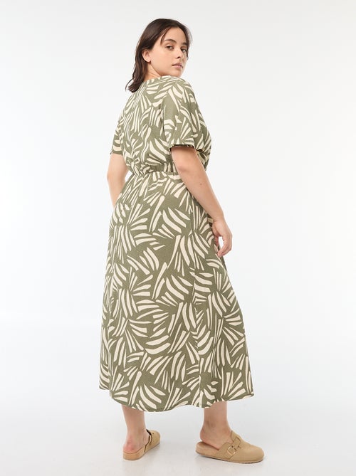 Robe coupe longue à motif et col V - Kiabi