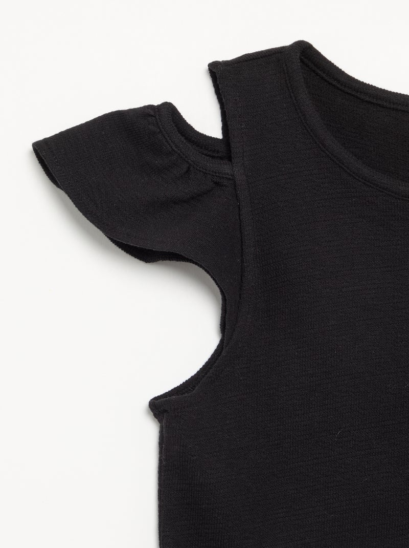 Robe coupe mi-cuisse avec ouvertures aux épaules Noir - Kiabi