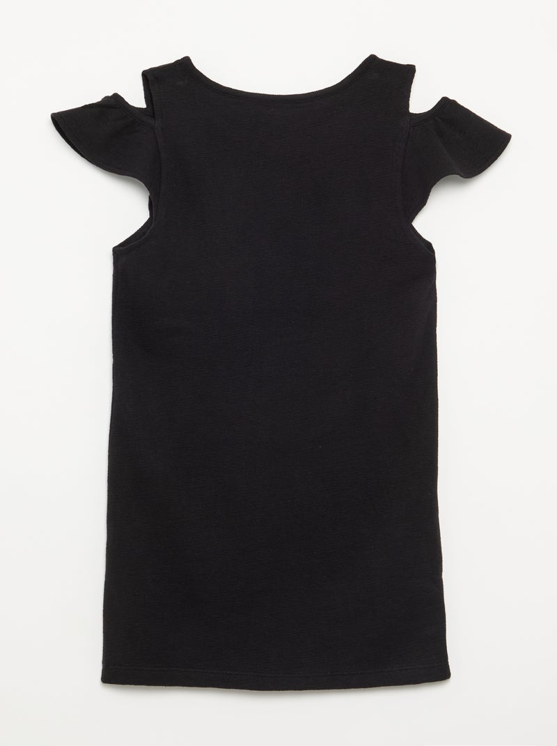 Robe coupe mi-cuisse avec ouvertures aux épaules Noir - Kiabi