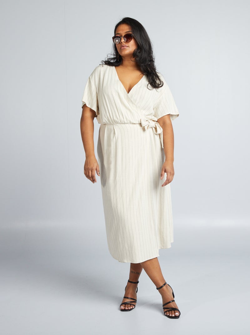Robe coupe portefeuille Beige - Kiabi
