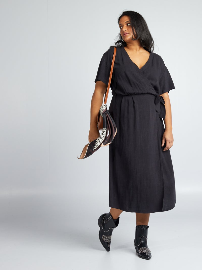 Robe coupe portefeuille noir - Kiabi