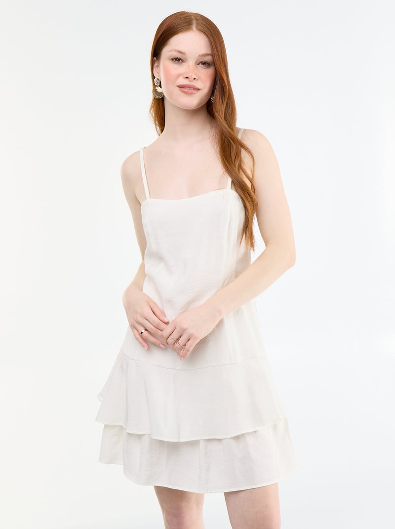 Robe courte à bretelles Blanc - Kiabi