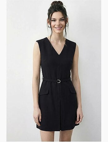 Robe courte à ceinture et col en v lucci