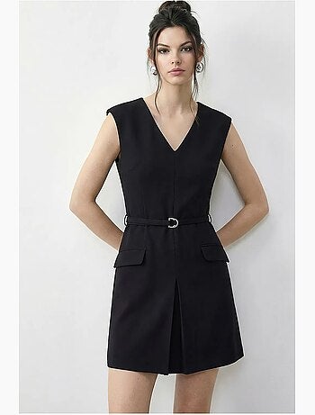 Robe courte à ceinture et col en v lucci