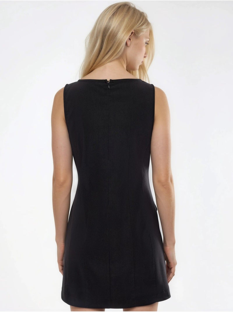 Robe courte à col bateau et fermeture éclair Noir - Kiabi