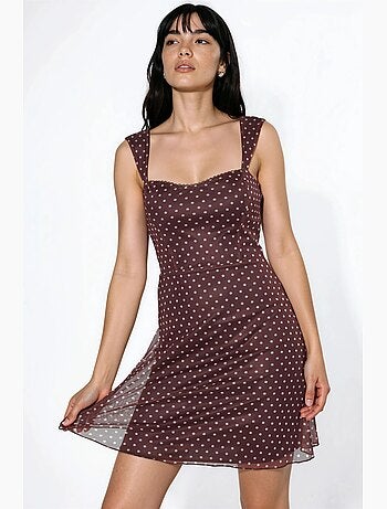 Robe courte à col en forme de cœur et à pois hiccup