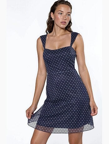 Robe courte à col en forme de cœur et à pois hiccup