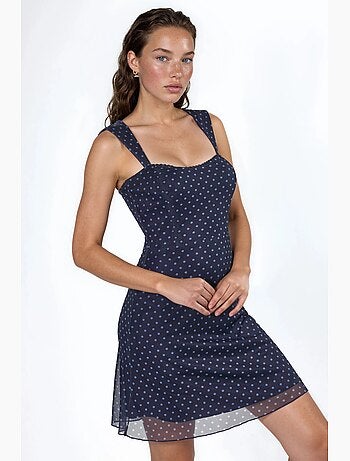 Robe courte à col en forme de cœur et à pois hiccup