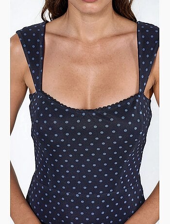 Robe courte à col en forme de cœur et à pois hiccup
