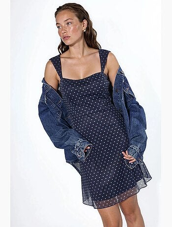 Robe courte à col en forme de cœur et à pois hiccup