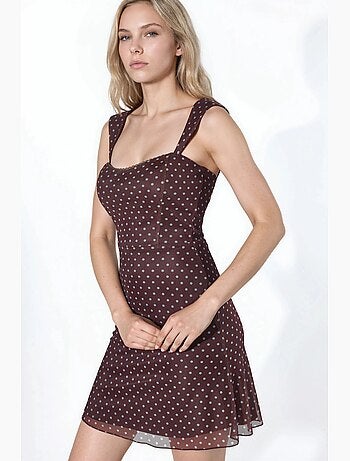 Robe courte à col en forme de cœur et à pois hiccup