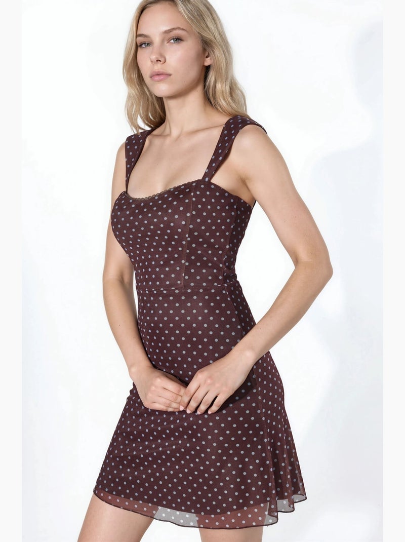 Robe courte à col en forme de cœur et à pois hiccup Rouge bordeaux - Kiabi