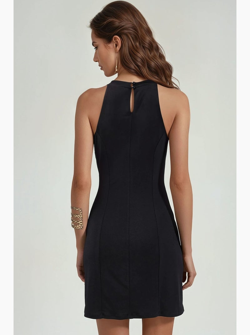 Robe courte à col en u hiccup Noir - Kiabi