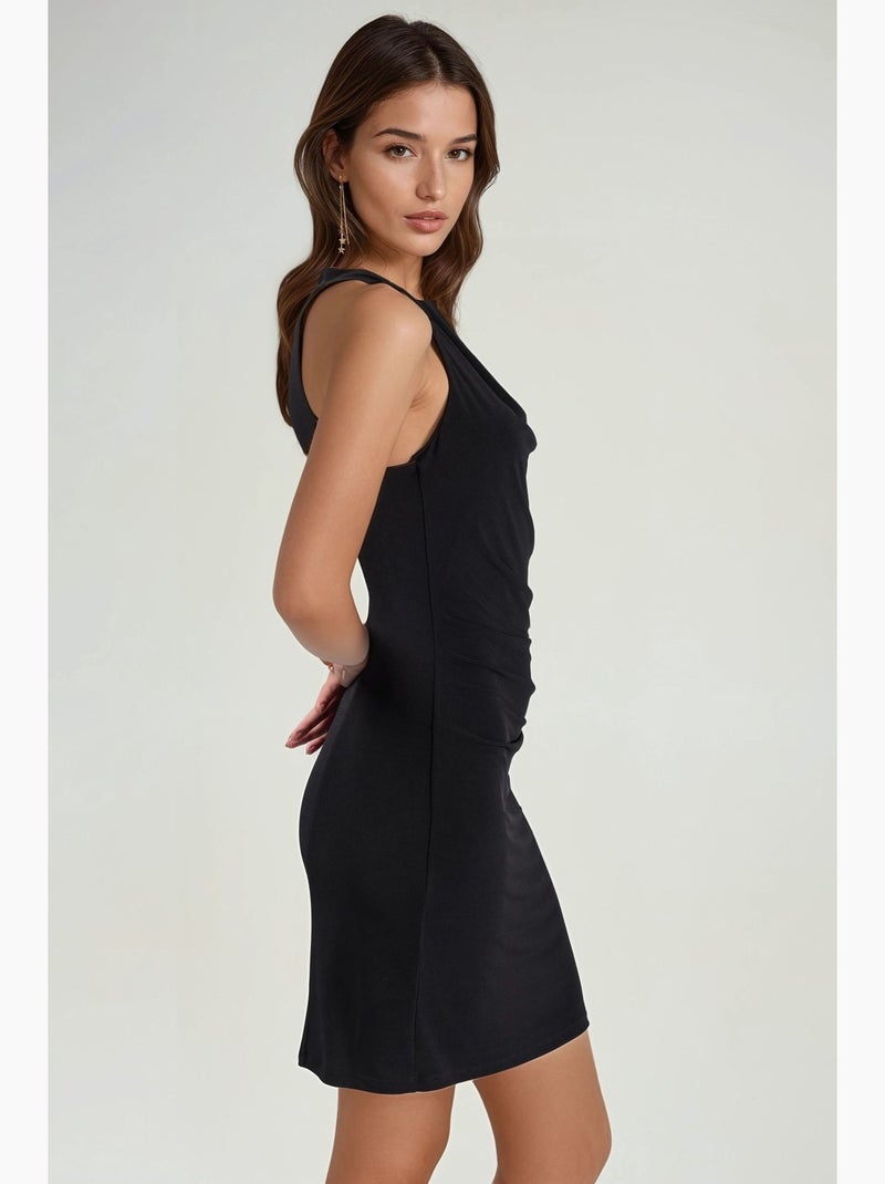 Robe courte à col en u hiccup Noir - Kiabi