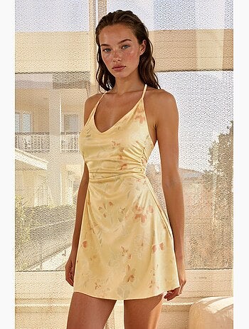 Robe courte à col halter à motifs hiccup