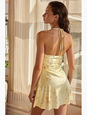 Robe courte à col halter à motifs hiccup