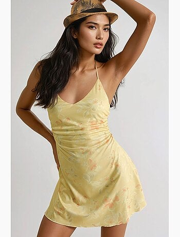 Robe courte à col halter à motifs hiccup