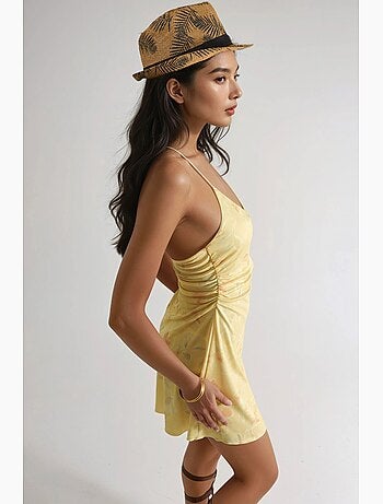 Robe courte à col halter à motifs hiccup
