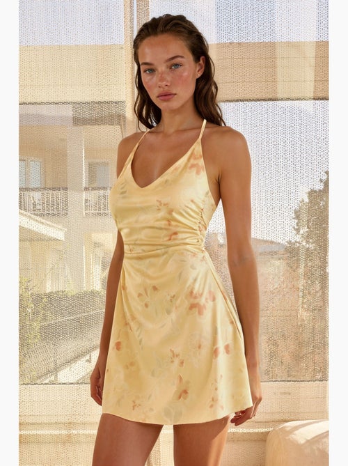 Robe courte à col halter à motifs hiccup - Kiabi