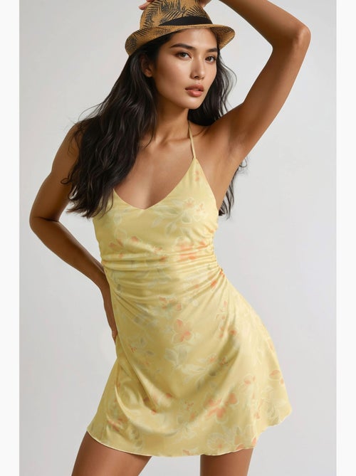 Robe courte à col halter à motifs hiccup - Kiabi