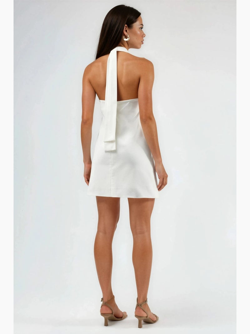 Robe courte à col halter et fermeture boutonnée hiccup Blanc - Kiabi