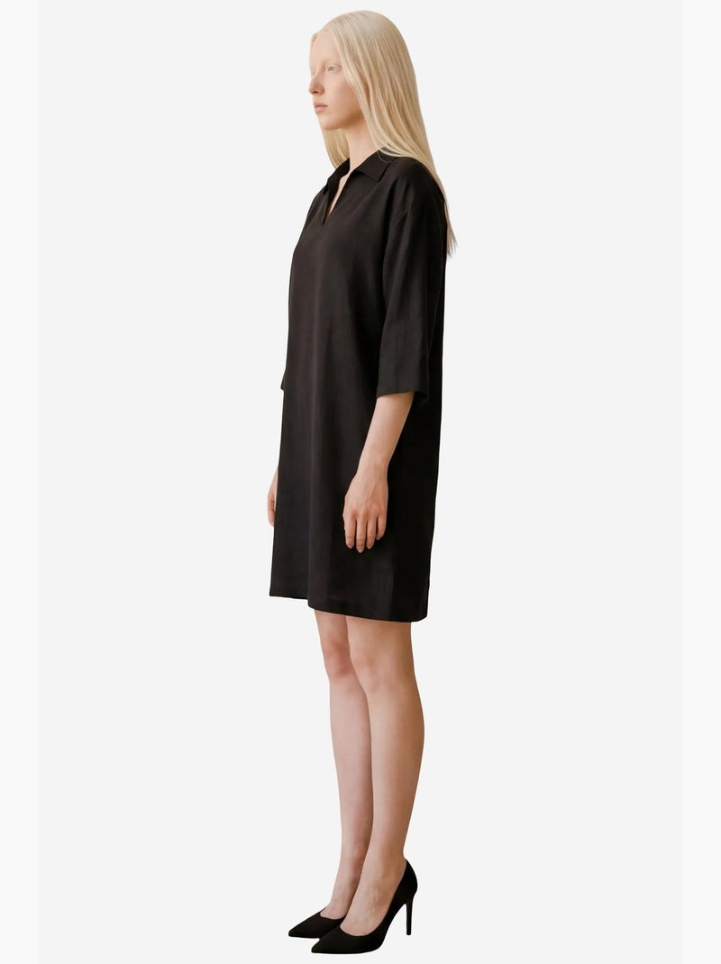 Robe courte à col polo et manches trois-quarts my fashion Noir - Kiabi