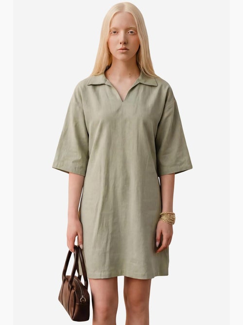 Robe courte à col polo et manches trois-quarts my fashion - Kiabi Robe courte à col polo et manches trois-quarts my fashion - Kiabi