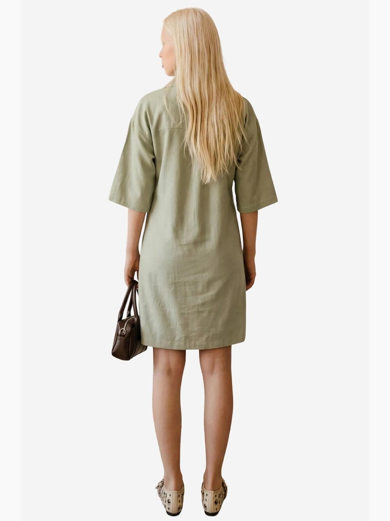 Robe courte à col polo et manches trois-quarts my fashion Vert menthe - Kiabi