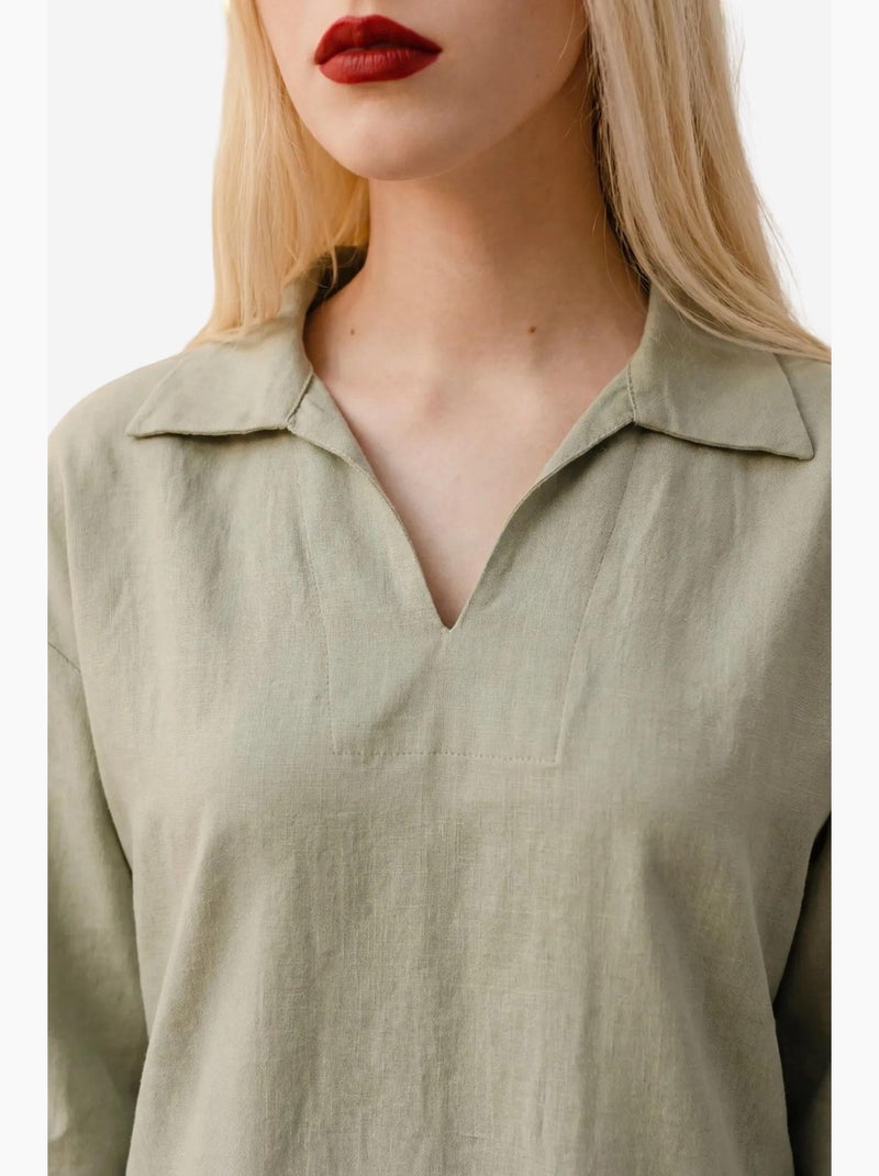 Robe courte à col polo et manches trois-quarts my fashion Vert menthe - Kiabi