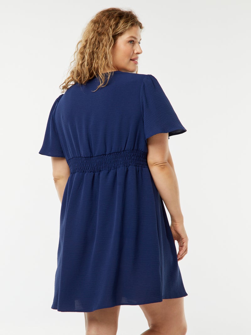 Robe courte à col V et avec manches forme papillon Bleu - Kiabi