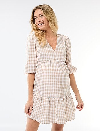 Robe courte à étage à carreaux