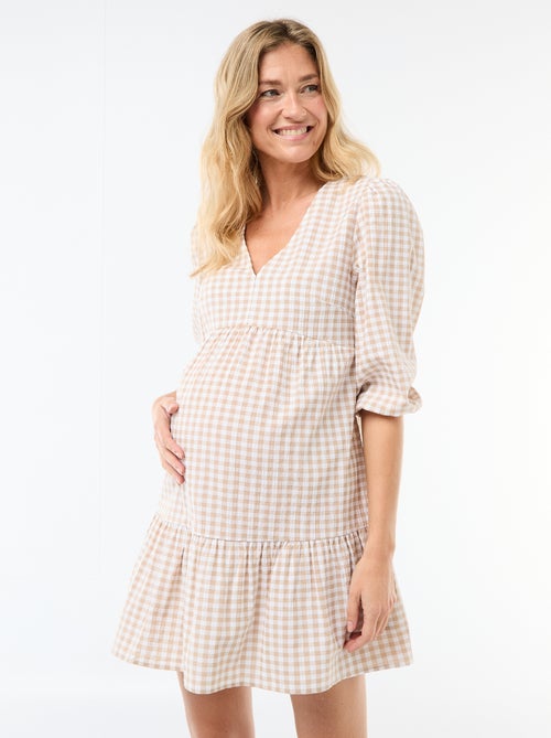 Robe courte à étage à carreaux - Kiabi