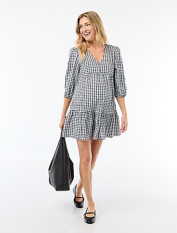 Robe courte à étage à carreaux