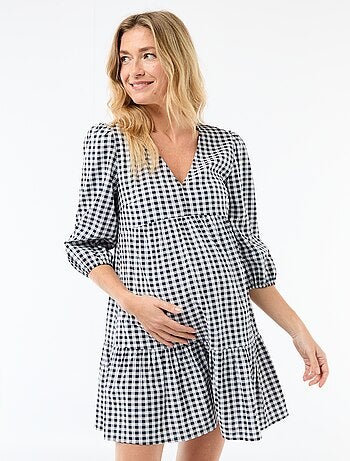 Robe courte à étage à carreaux