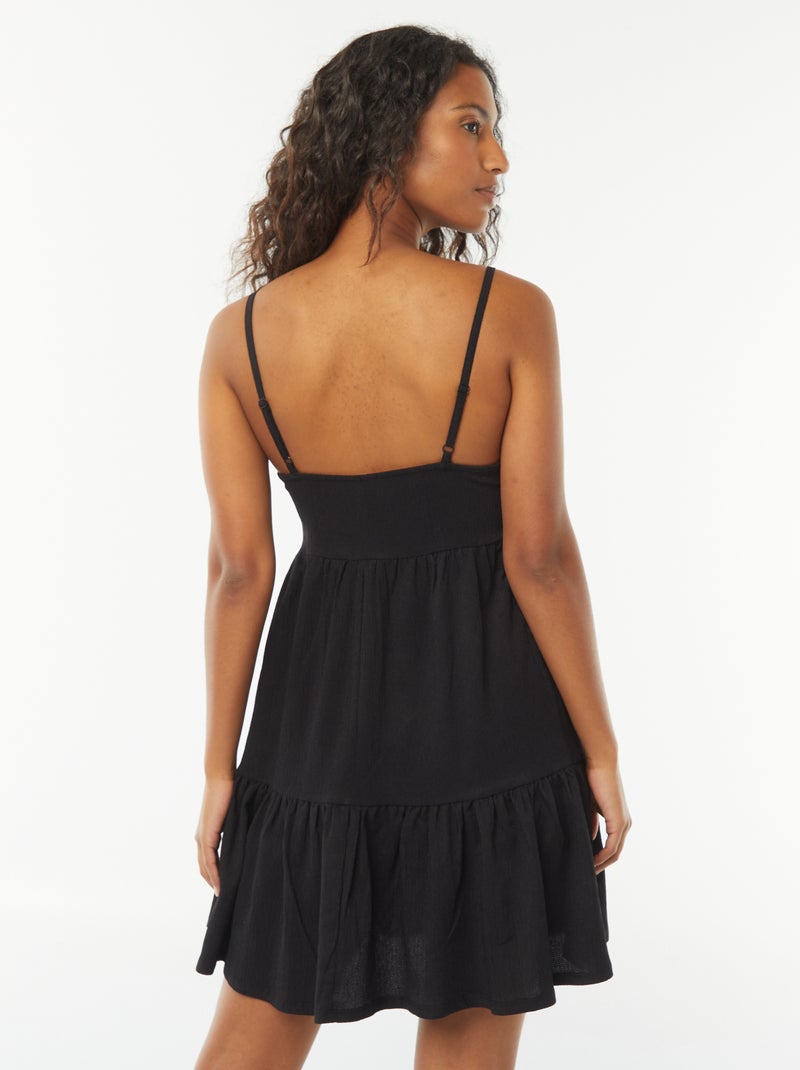Robe courte à étages avec bretelles Noir - Kiabi