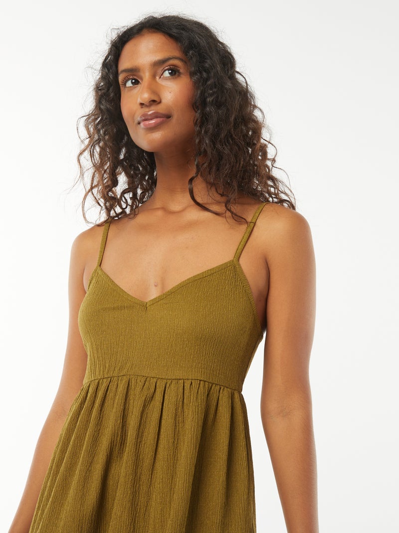 Robe courte à étages avec bretelles Vert - Kiabi