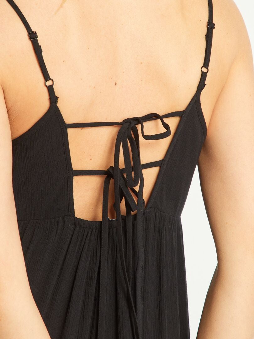 Robe courte à étages noir - Kiabi