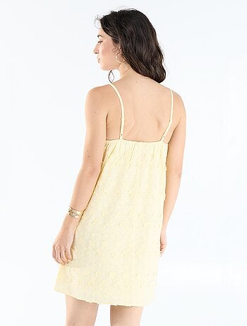 Robe courte à fines bretelles avec broderies all-over
