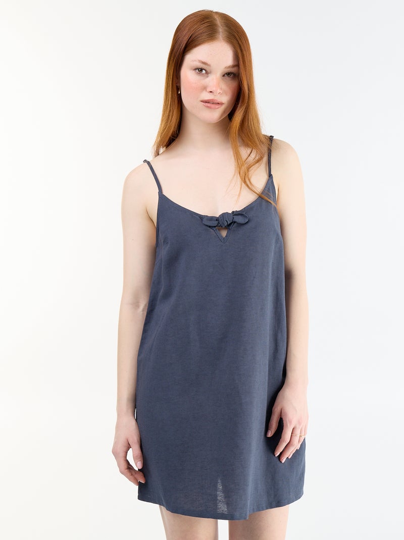 Robe courte à fines bretelles réglables Bleu - Kiabi