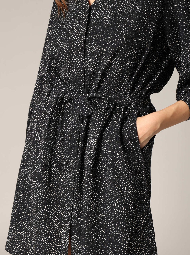 Robe courte à imprimé moucheté all-over
 'Deeluxe' Noir - Kiabi