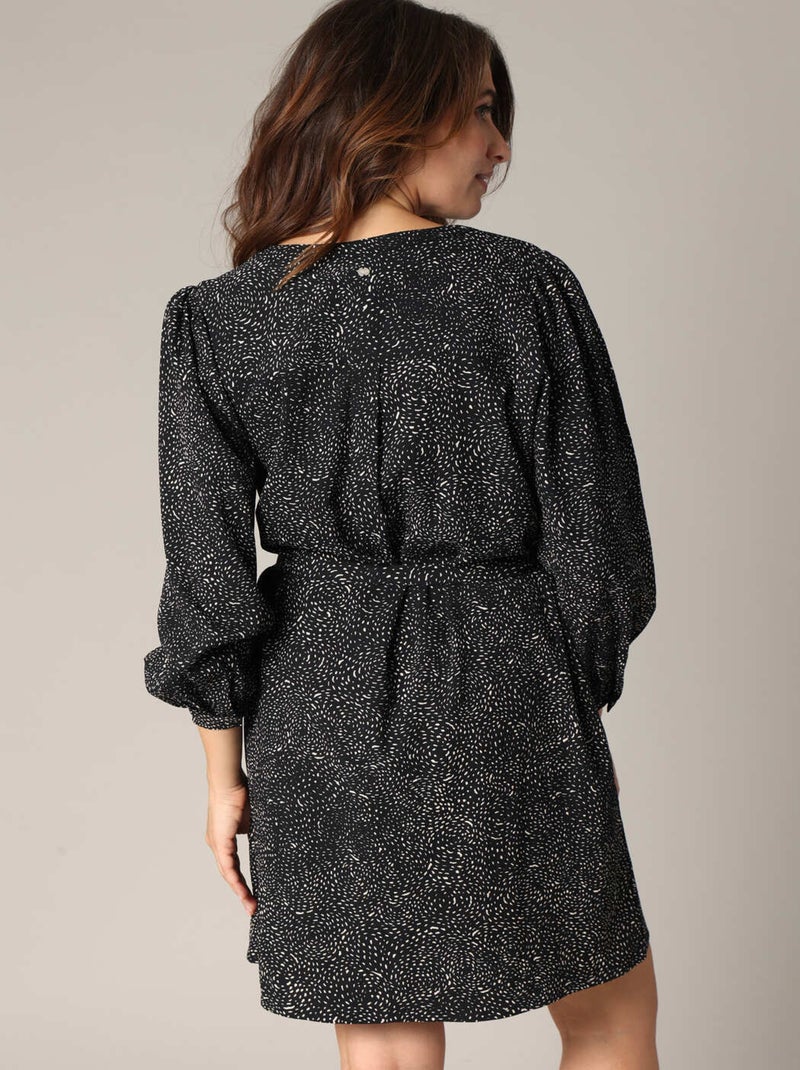 Robe courte à imprimé moucheté all-over
 'Deeluxe' Noir - Kiabi