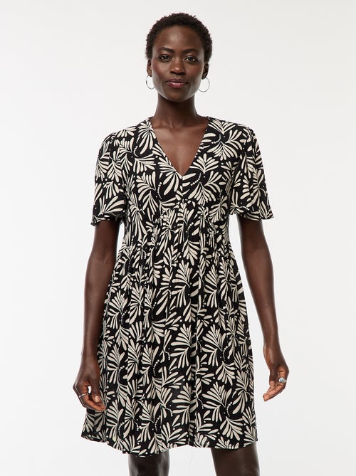 Robe courte à manches courtes avec base volantée - Kiabi