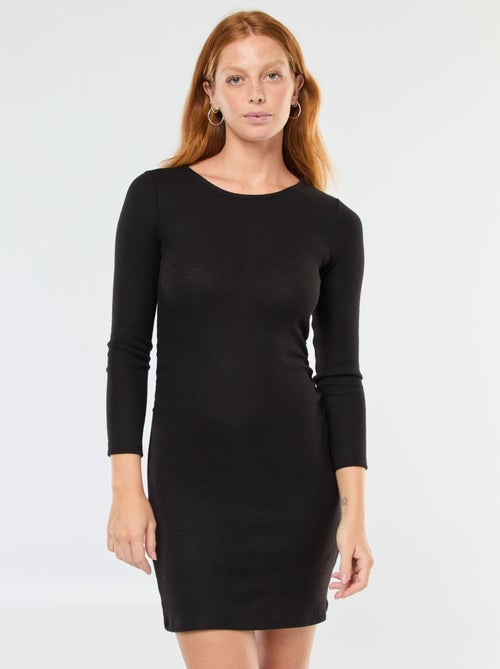 Robe courte à manches longues en maille doudou - Kiabi