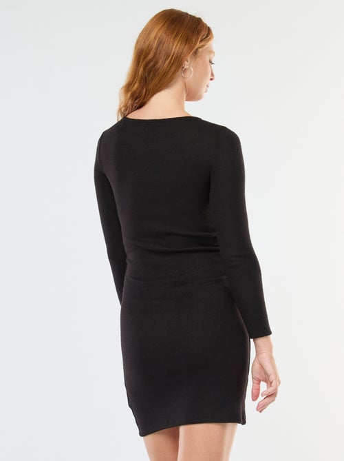 Robe courte à manches longues en maille doudou - Kiabi