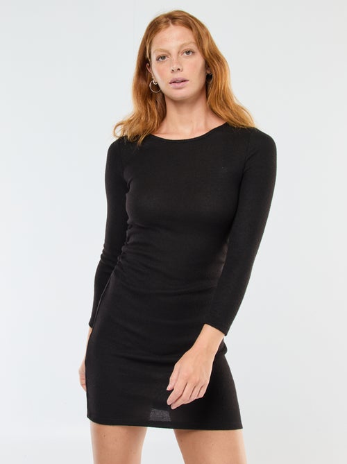 Robe courte à manches longues en maille doudou - Kiabi