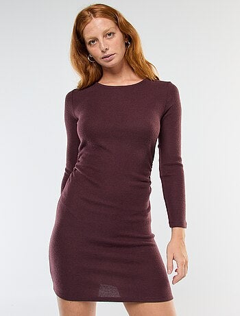 Robe courte à manches longues en maille doudou